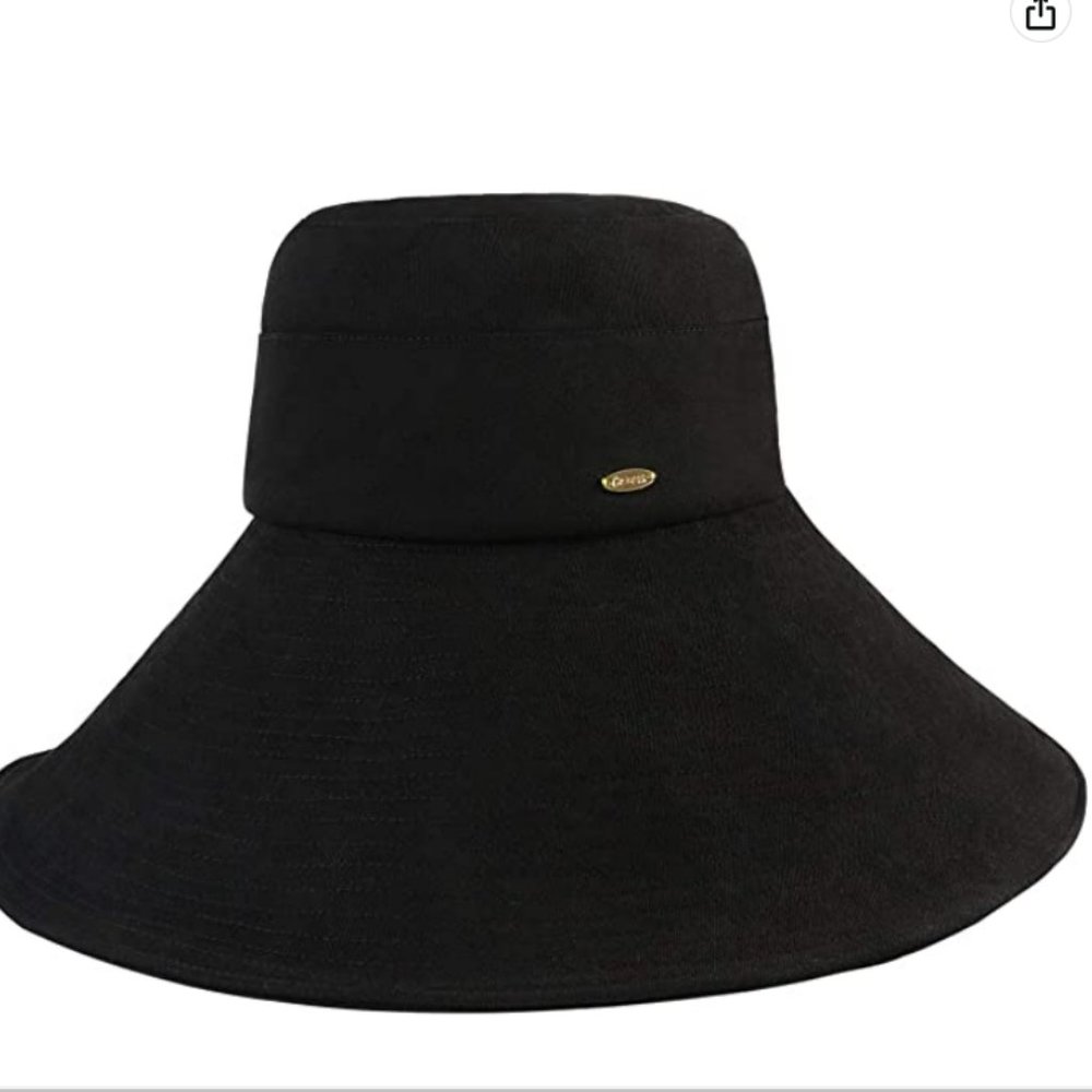 SUN HAT Large Brim Black Chin Strap XXL Plus Size - Picture 2 of 11